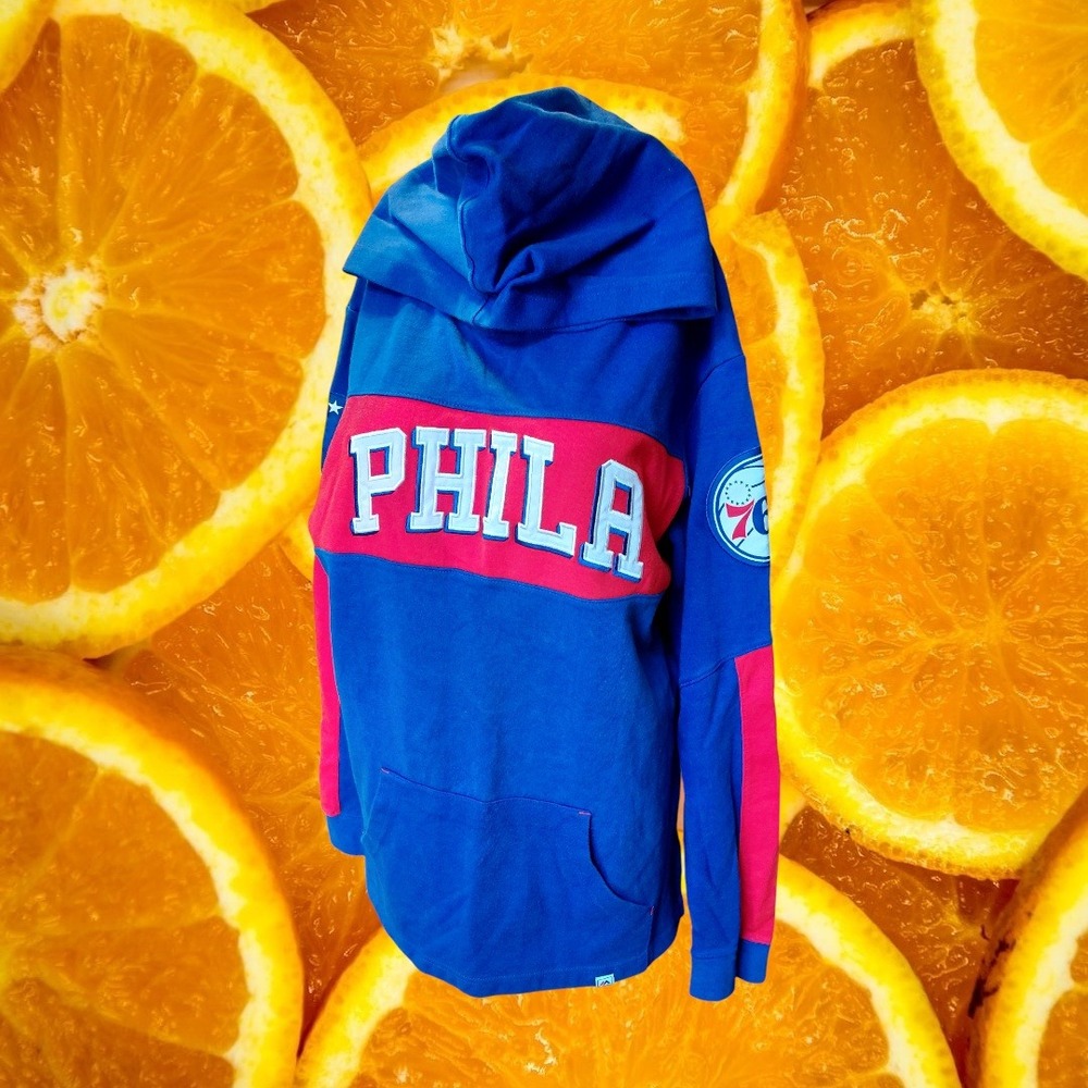 Rare Vintage Majestic Philadelphia 76ers Mens Hoodie L/G Basketball NBA